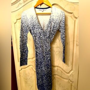 Blue and white print wrap dress from Diane von Furstenberg